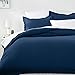 Amazon Basics Lightweight Microfiber 3-Piece Duvet Cover Set with Snap Buttons, King, Navy Blue, Solid