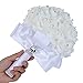 Wedding Bouquet, Febou White Bridesmaid Bouquet Bridal Bouquet with Crystals Soft Ribbons, Artificial Rose Flowers for Wedding, Party and Church (White Big Size)
