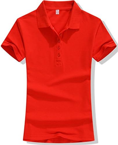 Pipi Women Girl Fashion Slim T-shirt Short Sleeve Solid Polo Shirt Tee xl red