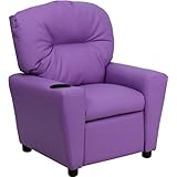 Flash Furniture Contemporary Lavender Vinyl Kids Recliner with Cup Holder