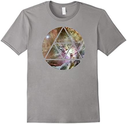 Mens Triangle Circle Universe Outer Space Bright Nebula T-Shirt 2XL Slate