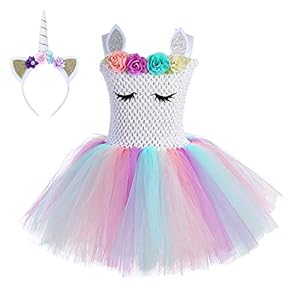 Disfraz de Unicornio Princesa Tutú Vestido Infantil Flores Carnaval Niña
