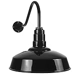 Black ABBA Standard Gooseneck Barn Light Kit | Farmhouse Style Steel Vintage Shade and Gooseneck | 16 Inch Shade and 23 Inch Gooseneck