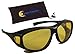 Ideal Eyewear Night Driving Wear Over Glasses Yellow Lens Fit Over Glasses (Black Frame with case, Medium)