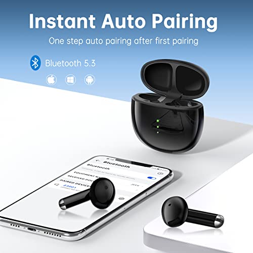 GIEC True Wireless Earbuds with 4 Mics for Clear Calls Noise Cancelling Bluetooth Headphones 50H Playback with Translucent Charging case IPX7 Waterproof Stereo Sound Earphones Semi-in-Ear Ear Buds
