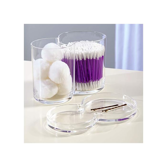 STORi Clear Plastic Cotton Ball and Swab Holder with OnePiece Lid