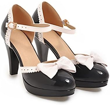 ForeMode Fashion Women T-Strap High Heels Bow Platform Round Toe Pumps Leather Summer Lolita Sweet Shoes…
