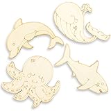 Bright Creations Unfinished Wood Cutouts for DIY Crafts (24 Pack), Ocean Animals