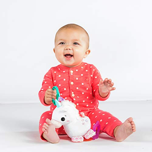 Bright Starts Unicorn Sparkle & Shine Plush Take-Along Stroller or Carrier Toy, Ages 0 Month+, Pink