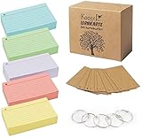 Koogel A8 Ruled Index Crads, 500Pcs Revision Cards Assorted Colours Record Cards