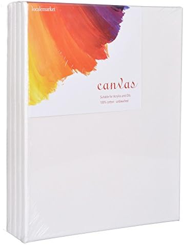 Localemarket 4Pcs 18x24" Pre-Stretched Cotton Painting Blank Artist Canvas for Oil Acrylic