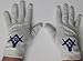 Masonic White Cotton Gloves With Blue & Black Color Machine Made Embroidered Square, Compass & G (X-L)