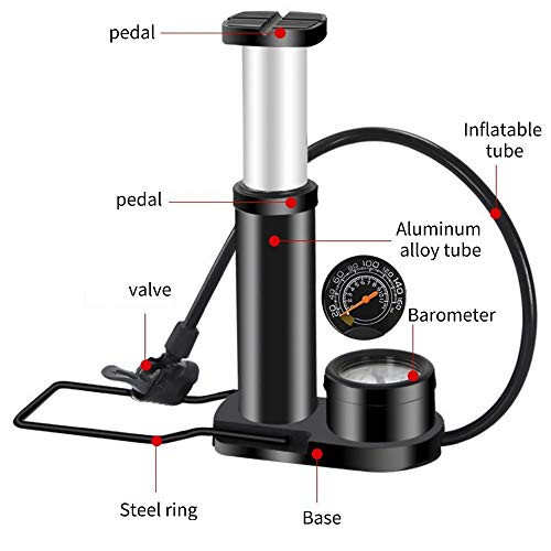 MIWI Bike Pump with Pressure Gauge,Mini Bike Aluminum Alloy Floor Pump