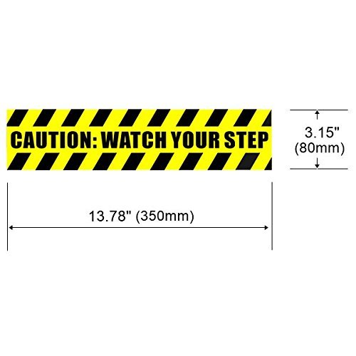 eSplanade (2 Pack 13.78" X 3.15" Caution Watch Your Step Warning Sign Sticker Decal - Back Self Adhesive Vinyl