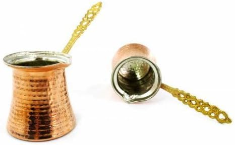 Hand Hammered Copper Turkish Greek Arabic Coffee Pot Ibrik Kettle Jazzva Cezve Briki (M - 225cc - 7.6 oz - 3 demitasse cups)