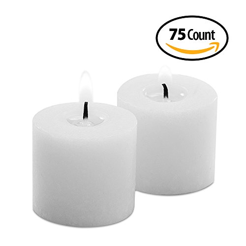 75Pack Votive Candles White Unscented Bulk Smokeless, 10 12 Hour