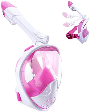 WSTOO Panoramic 180° Wide View Snorkel Mask-GoPro Compatible Foldable Full Face Snorkel Mask,See More With Larger Viewing Area Than Traditional Masks.You Can Breathe Freely With Your Mouth or Nose