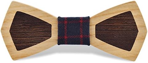 SAMBAN Men’s Wood Bow Tie Handmade Wedding Wooden Bowtie Necktie With Gift Box