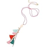 D Exceed Handcraft Multi Layered Colourful Beaded Charms Tassel Pendant Necklaces, 32"+ 3" Extension (Multi Color)