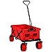 Ollieroo Outdoor Utility Wagon Folding Collapsible Garden Beach Snow Shopping Cart with 7''x4'' Thick Rubber Wheels 150 Pound Capacity Red