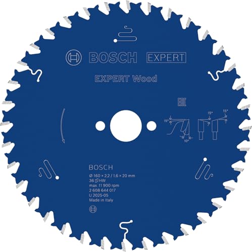 Bosch Professional 1x Kreissägeblatt Expert for Wood (Holz, Sägeblatt Ø 160 x 20 x 2,6 mm, 36 Zähne, Zubehör Kreissäge)