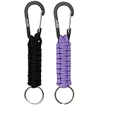 EOTW Paracord Keychain Quick Replease Keychain Clip Ring with Carabiner Military Grade Utility Survival Paracord for Keys Knife for Outdoor Camping 2Pack (Black+Purple)