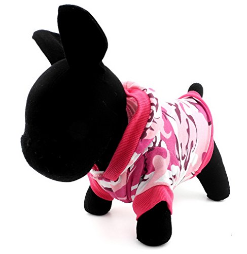 SELMAI Camo Pet Tee Shirts Dog Hoodies Camouflage Print Pink Dog Clothes Small Cat Puppy XS