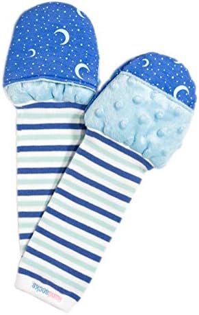 Handsocks Plushy Stay On Strap-Free No-Scratch & Warmth Mittens (Large (Toddler 18+ Months. Bicep Should be 5.5"-9.0"), Sweet Caroline (Stars))
