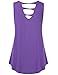 A Line Tank Top , Messic Womens Sleeveless Shirts Scoop Neck Pleats A Line Criss-Cross Back Tank Top(XX-Large,Violet)