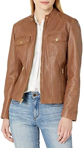 cole haan leather trucker jacket