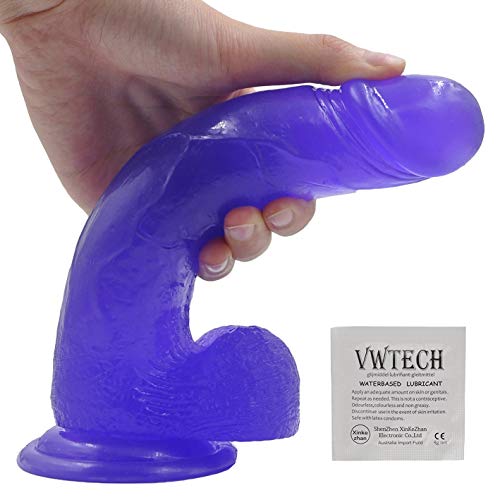 XIKEZAN 8" Lifelike Huge Dildo Realistic Penis Sex Toys with Suction Cup Base & Balls 100% Satisfaction Guaranteed (Purple)