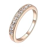 Yoursfs Women's Eternity Engagement Band Ring 18k Rose Gold Plated Pave Shiny Cubic Zirconia Anniversary Bridal Wedding Band Engagement Rings for Liades Gift
