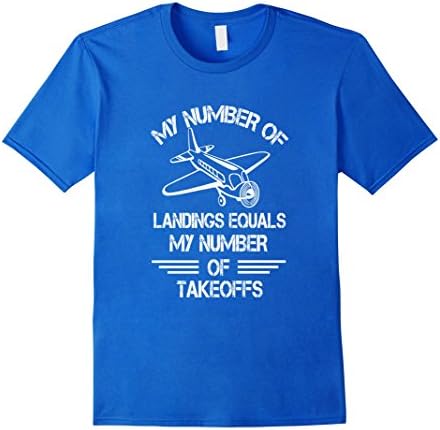 Mens Pilot Flight School T Shirt - Landings Equals Takeoffs Funny Large Royal Blue