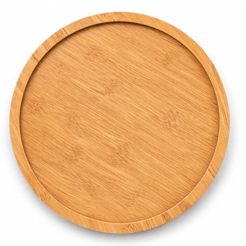 Bandeja de Bambu Redonda Giratória 360° Multiuso 26Cm para Servir Petiscos, Queijos e Frios