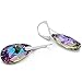 Sterling Silver 925 Pink Blue Teardrop Leverback Earrings with Swarovski Elements