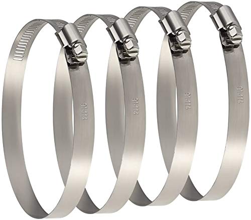 Ariati UK 4 Pack Large Size Metal Hose Clips 91-114 mm Adjustable Ducting Clamps for Securing Hoses and Pipes Tube