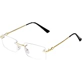 JUDOO Rimless Rectangle Sunglasses for Men Women Fashion Hip hop Frameless Designer Shades Y2K Square Clear Glasses