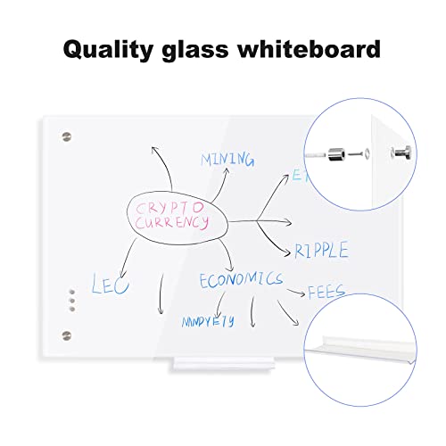 Glass Whiteboard 24'' X 18'' Glass Dry Erase Board White