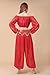 ZLTdream Belly Dance Chiffon Long Sleeves Top and Lantern Coins Pants Red