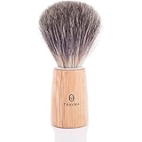 Pure Badger Shaving Brush With Natural Brown, Oak Handle, Made in Canada