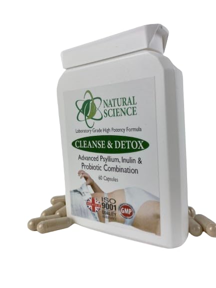 Powerful & Gentle Colon & Bowel Cleanse + Probiotic Support - Psyllium, Inulin, Probiotics - 3 Billion Friendly Bacteria - 60 Vegan Capsules Made in UK