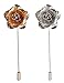 2 PCS Men's Rose Golden Flower Lapel Stick Brooch Pin for Sui,Gold/Sliver