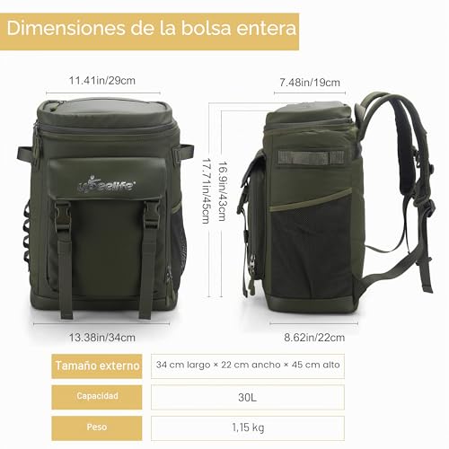Upeelife Mochila Nevera Isotermica, 30L Grande Mochila Nevera Portatil Impermeable, Bolsa Picnic Termica Prueba de Fugas