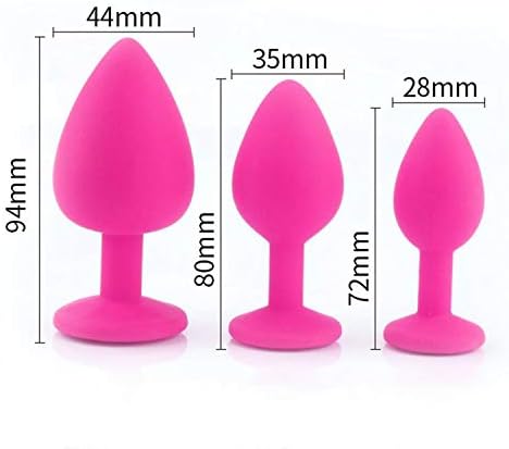 PGREK Shirt Jumping Eggs 3pcs/Set Smooth Silicone Būtt Plug with Crystal Jewelry Waterproof Anál Vágǐnal Ball Plug No Ví-bratór Sexmu Toys for Women Men,Pink