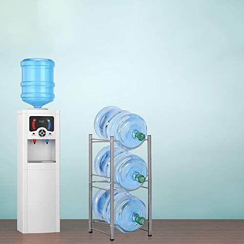 3-Tier Water Bottle Holder Cooler Jug Rack, 5 Gallon Water Bottle Storage Rack Detachable Heavy Duty Chrome Water Bottle Cabby Rack Caddy Carrier with Holder