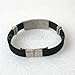 Classic Pattern Men Stainless Steel Rubber Bangle Bracelet Black Silver