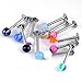 PiercingJ 16G Labret Monroe Lip Ring Stainless Steel Barbell UV Ball Spike Cubic Zirconia Star Heart Internal Thread Piercing Jewelry