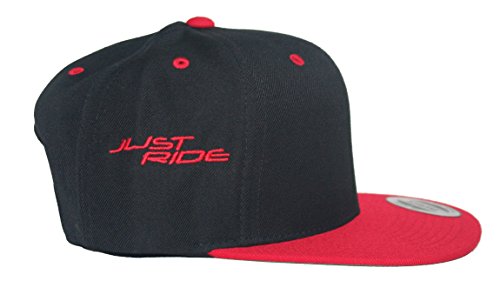 JUST RIDE Custom Personalized Motocross Number Hat Flat Bill Snapback Honda (RED/BLACK)
