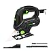 Jigsaw, GALAX PRO 5-Amp Orbital Jig Saw 3000SPM Jigsaw Tool with Laser Guide, Variable Speed Adjustor(1-6), 4-stage orbital pendulume action, Quick release saw blade system, with 2 saw blades GP78221