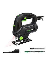 Jigsaw, GALAX PRO 5 Amp Orbital Jig Saw 3000SPM Jigsaw Tool with Laser Guide, Variable Speed Adjustor(1 6), 4 stage orbital pendulume action, Quick Release saw blade system, with 2 saw blades GP78221
